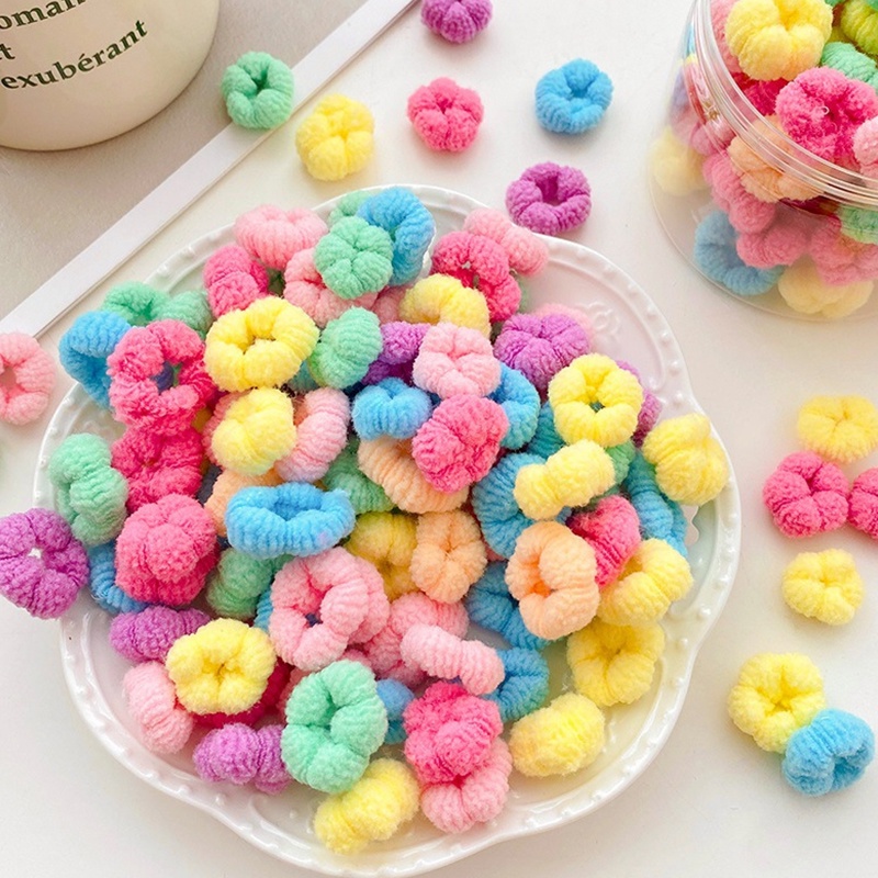 Set 100 Dây Buộc Tóc Co Giãn Màu Kẹo Đơn Giản Dễ Thương Cho Bé Gái