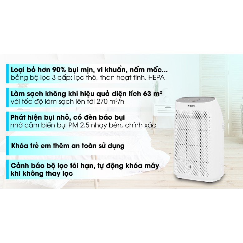 [Mã ELHA10 giảm 6% đơn 5TR] Máy lọc không khí Philips AC1215/10 Series 1000 (63m² - Hàng chính hãng)