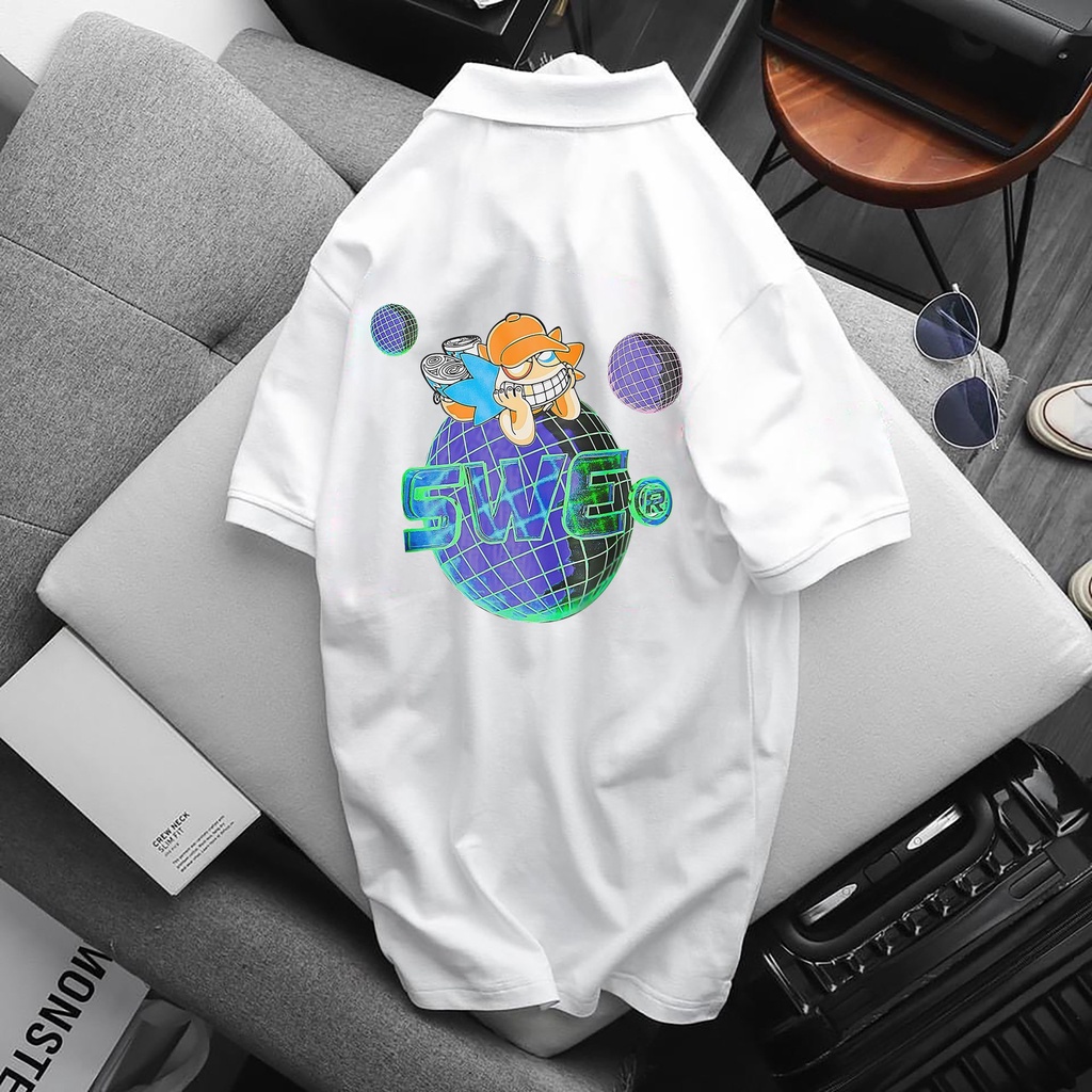 Áo POLO SWE, Full Size Nam Nữ, chất Thun Cá Sấu Poly Thái, áo có cổ trắng, đen, cổ trụ Unisex. KKIMSHOP