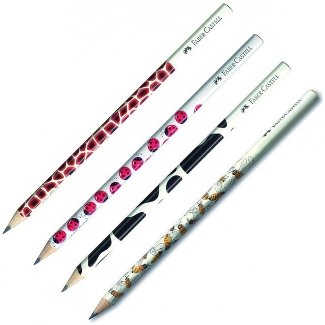 Bộ 4 Bút Chì Đen Assorted Motif Faber-Castell-118364P (Bee + Cow + Giraffe + Lady Bug)