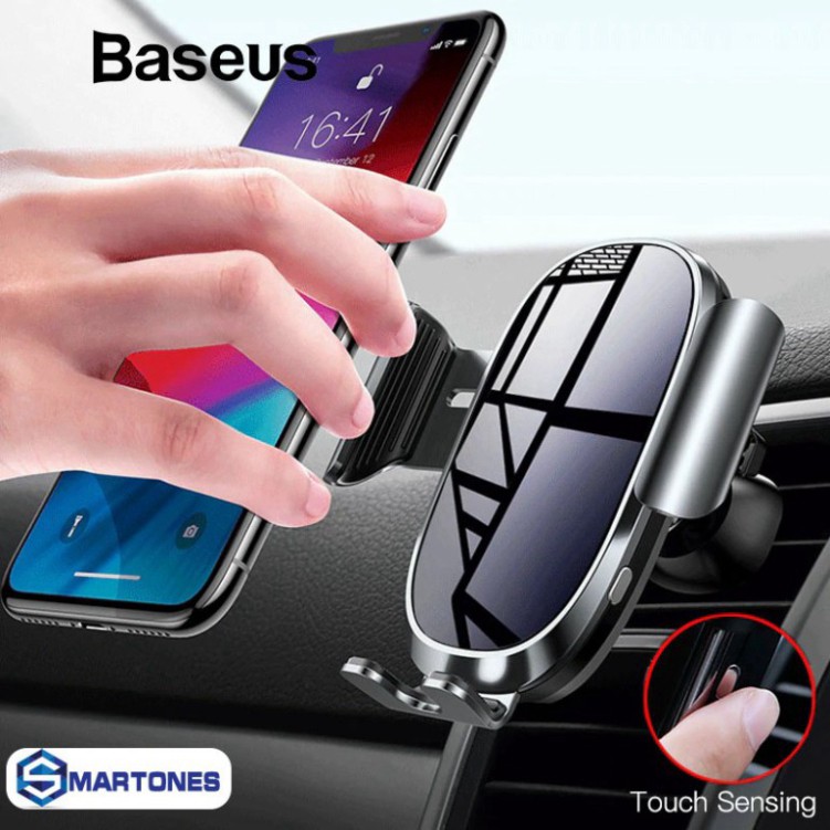 Giá đỡ điện thoại Baseus Smart Car tích hợp cảm biến tự động khóa giữ thiết kế kim loại và kinh cho điện thoạị 4.7-6.5'