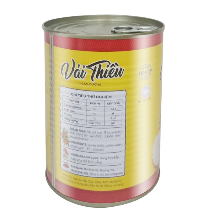 [DATE MỚI] Vải Thiều Ngâm Nước Đường Đóng Lon 565g (Lon Vàng)