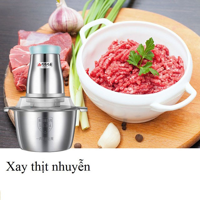 Máy xay thịt đa năng inox xay trái cây thực phẩm hoa quả chính hãng loại tốt 2 lít 3 lít inox 304 QIAO MA