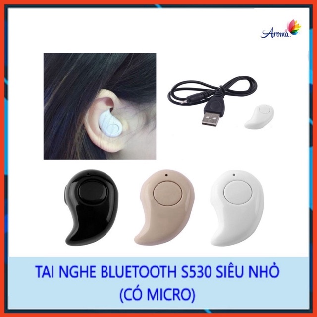 Tai Nghe Bluetooth S530 Nhét Tai V4.1 Ear-Pod Siêu Nhỏ Có Nghe Nhạc full box