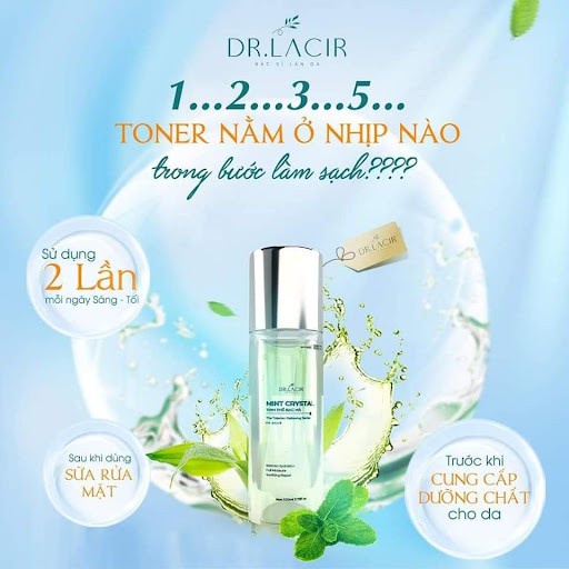 Toner dưỡng ẩm Dr. Lacir Mint Crystal giúp se khít lỗ chân lông làm trắng da thơm mát bạc hà 100ml LM16