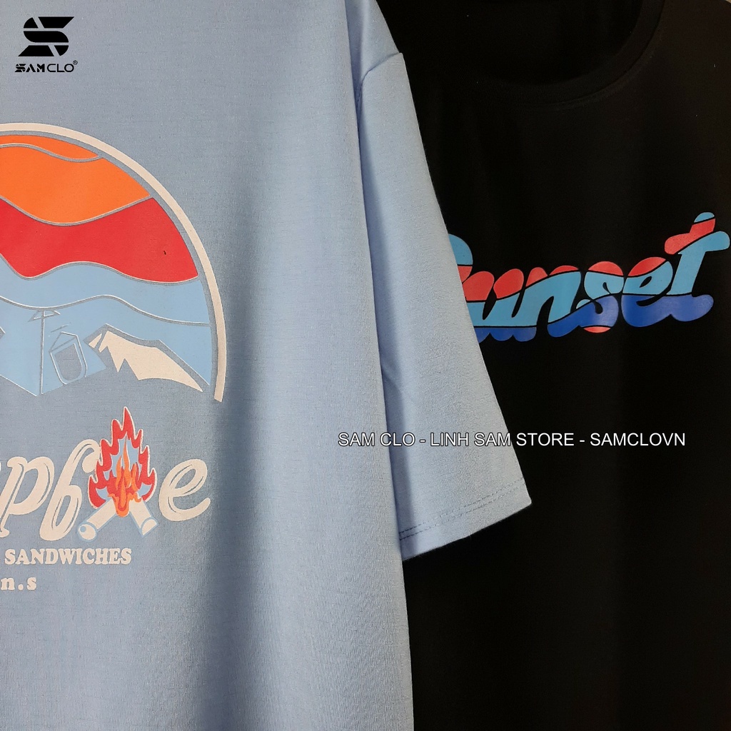 Áo thun tay lỡ nam nữ SAM CLO phông form rộng dáng Unisex - mặc cặp, nhóm, lớp in chữ SUNSET