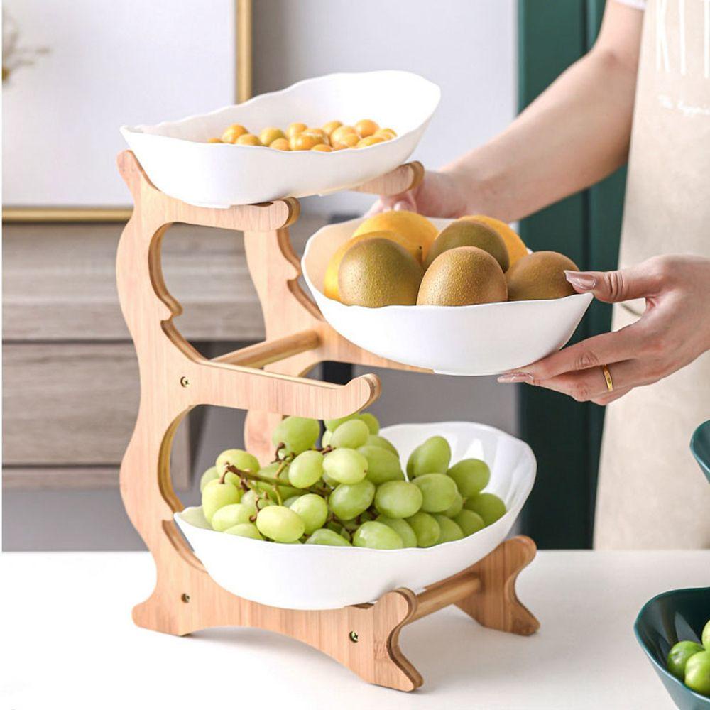 Đĩa Gỗ Đựng Trái Cây / Bánh Kẹo Chia Ngăn Kiểu Dáng Đơn Giản Thân Thiện Với Môi Trường