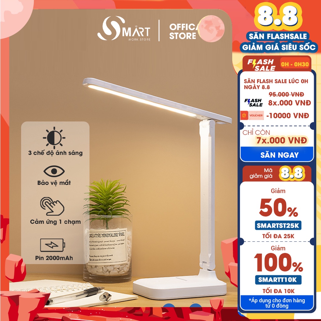 Đèn Học Để Bàn Chống Cận BAOLIANG Chính Hãng Tích Điện Cảm Ứng Siêu Nhạy