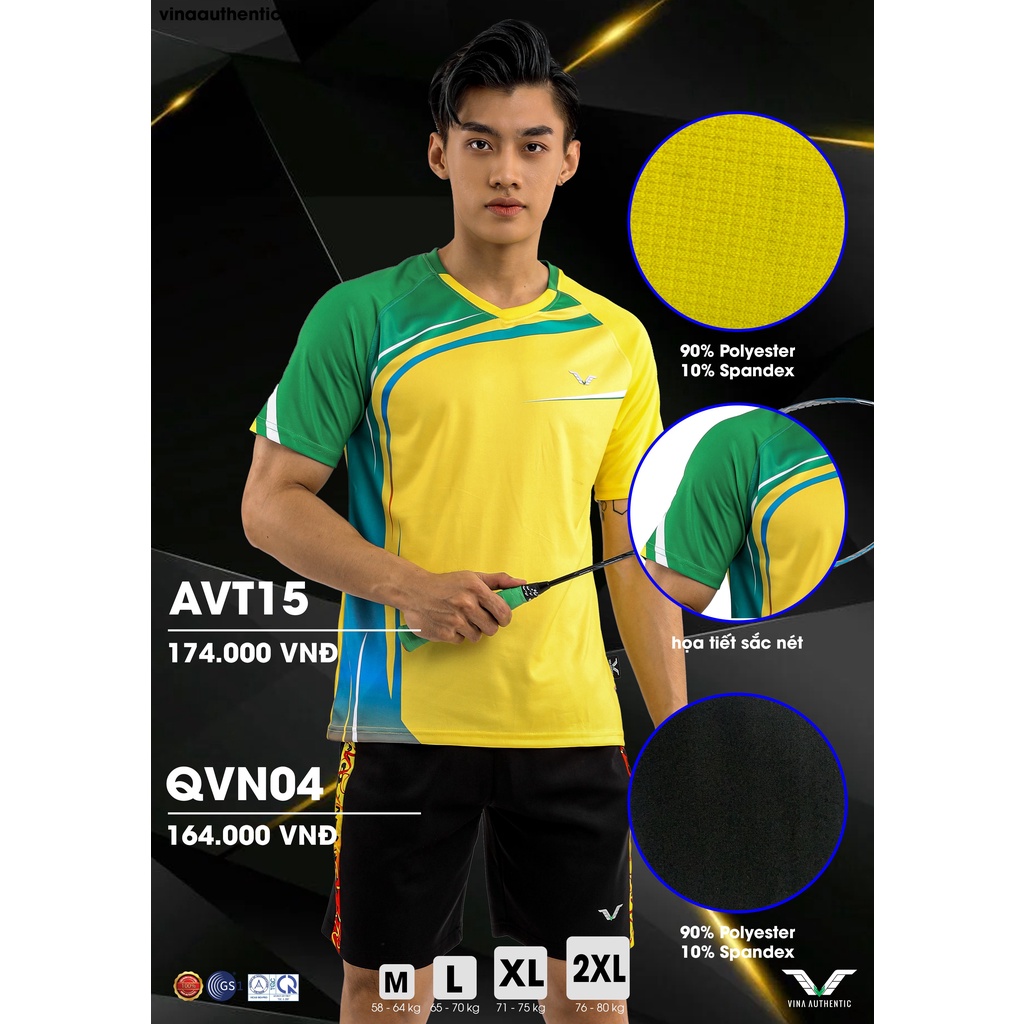 AVT15-ÁO THUN NAM CẦU LÔNG, BÓNG CHUYỀN,.. , CỰC THOẢI MÁI TRONG VẬN ĐỘNG, HÀNG CHÍNH HÃNG, MÃU MỚI 2022