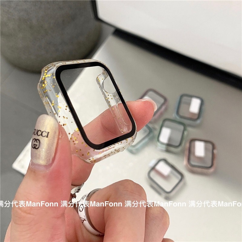 Kính Cường Lực Trong Suốt Lấp Lánh Bảo Vệ Đồng Hồ Apple watch 6 5 4 3 2 1 38mm 42mm 40mm 44mm