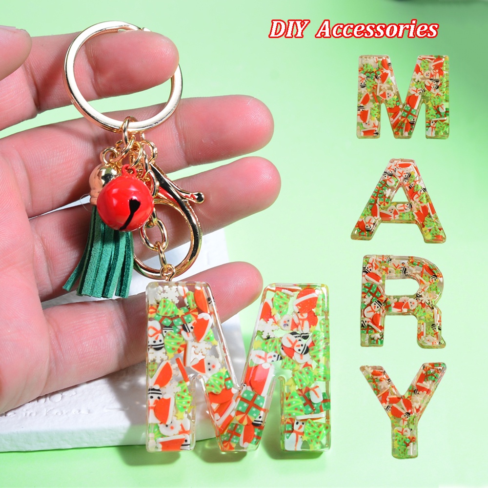 Móc Khóa 26 Chữ Cái Gắn Chuông Giáng Sinh Thời Trang