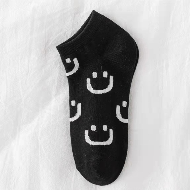 Vớ Cotton Cổ Thấp Màu Trắng Đen Phong Cách Nhật Bản Thời Trang Xinh Xắn Cho Nữ