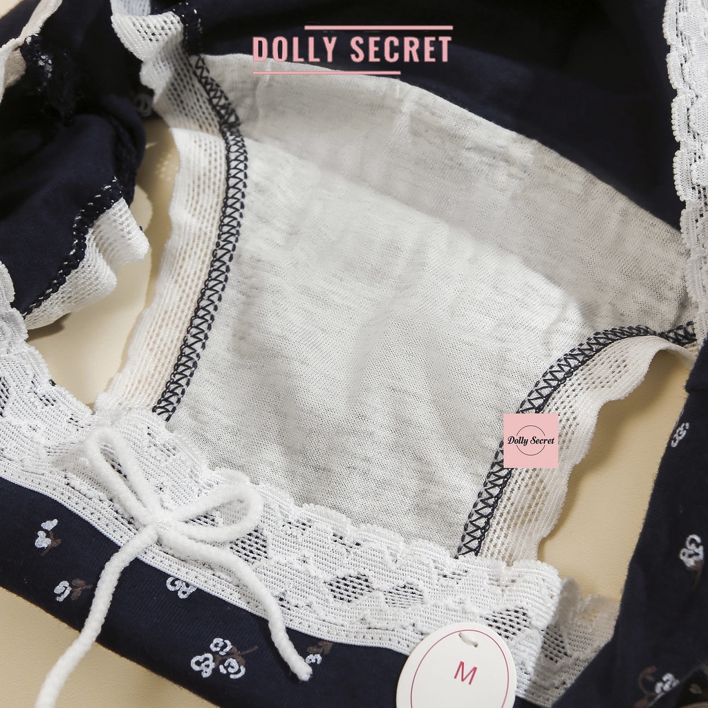 Quần Lót Cotton Nữ DOLLY SECRET Viền Ren Y Tế Học Sinh Cao Cấp Họa Tiết Màu Trắng Vải Kháng Khuẩn Mềm Mại QL050