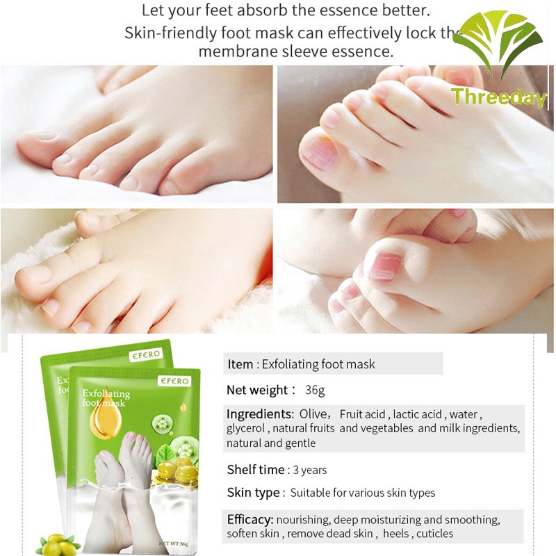 3D❤ 3Pairs Peeling Foot Mask Exfoliating Scrub Pedicure Spa Foot Peel Heels Moisture Feet Care