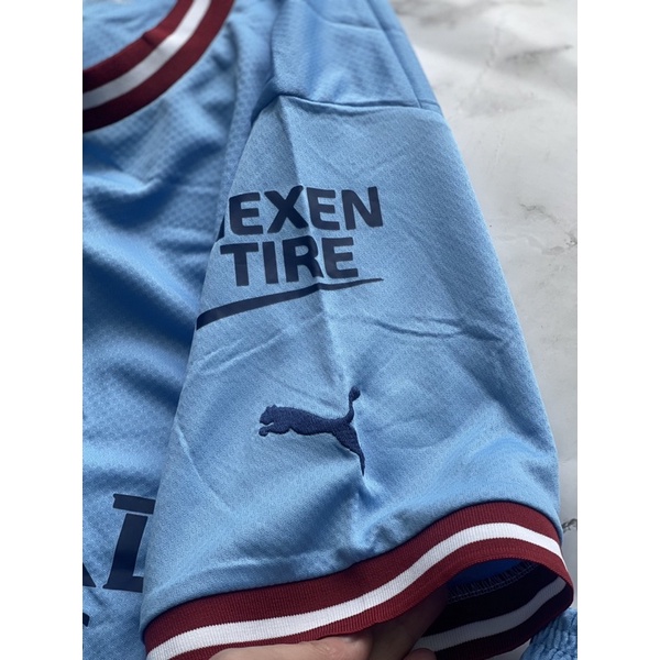 Set Bộ quần áo thể thao bóng đá nam nữ Mc manchestercity sân nhà vải gai mịn áo xanh quần xanh mùa giải 2022 2023
