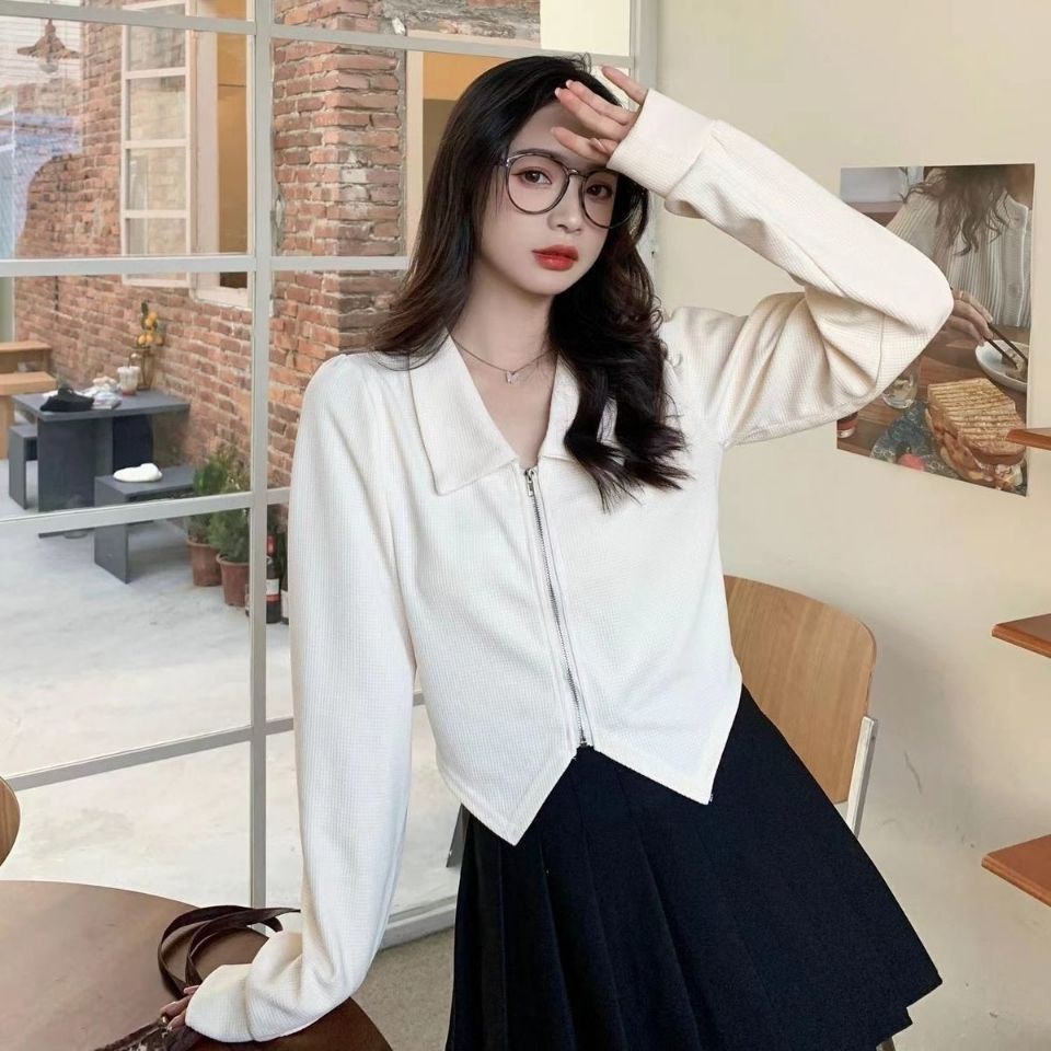 Áo Sơ Mi Tay Phồng Dài Phối Khóa Kéo Thời Trang Thu Đông Cho Nữ