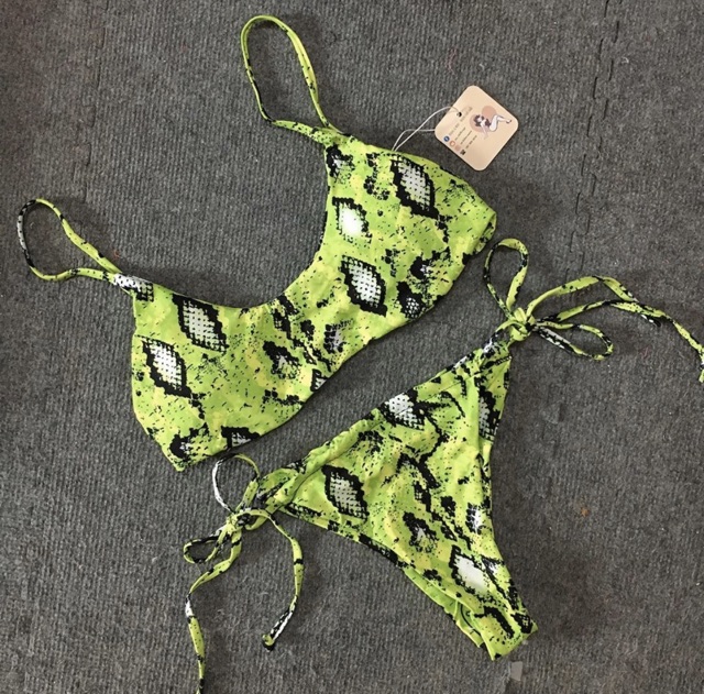 [BKN415] &lt;ÂU&gt; SET BIKINI DA RẮN HỒNG NEON QUẦN THONG/LỌT KHE