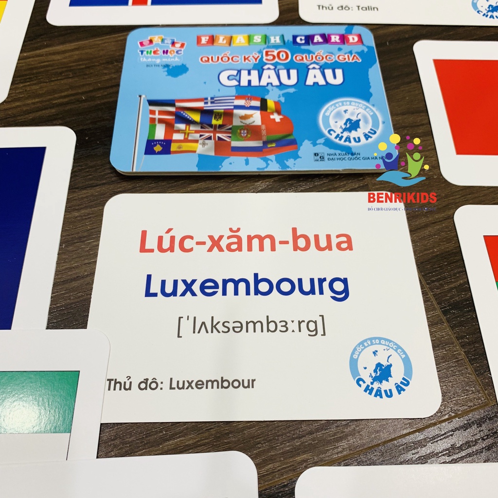 Bộ Thẻ Học Song Ngữ Quốc Kỳ Các Quốc Gia Trên Thế Giới- CHÂU ÂU  Flaschcard Kèm Hình Ảnh Sinh Động