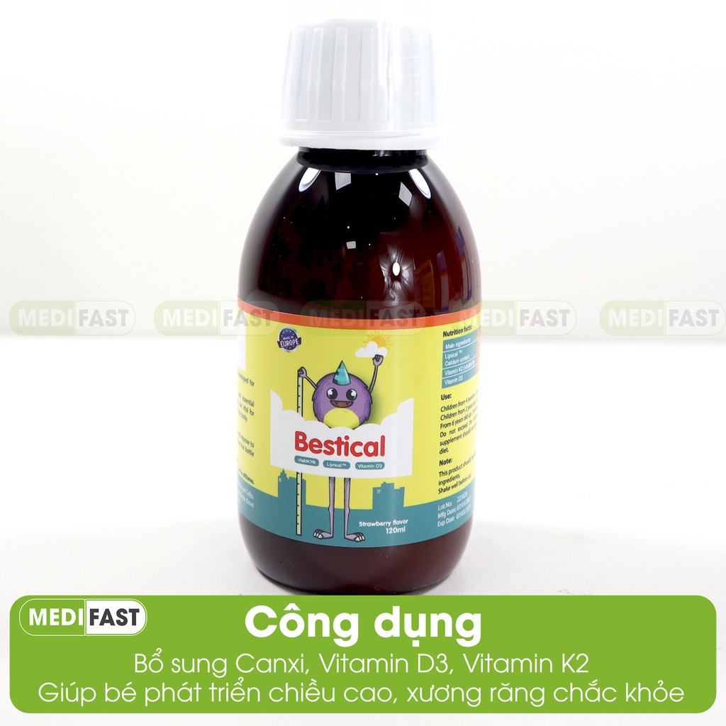 Siro Bestical bổ sung calci Vitamin D3K2 Canxi cho bé Bestical 120ml - giúp bé phát triển chiều cao,xương răng chắc khỏe