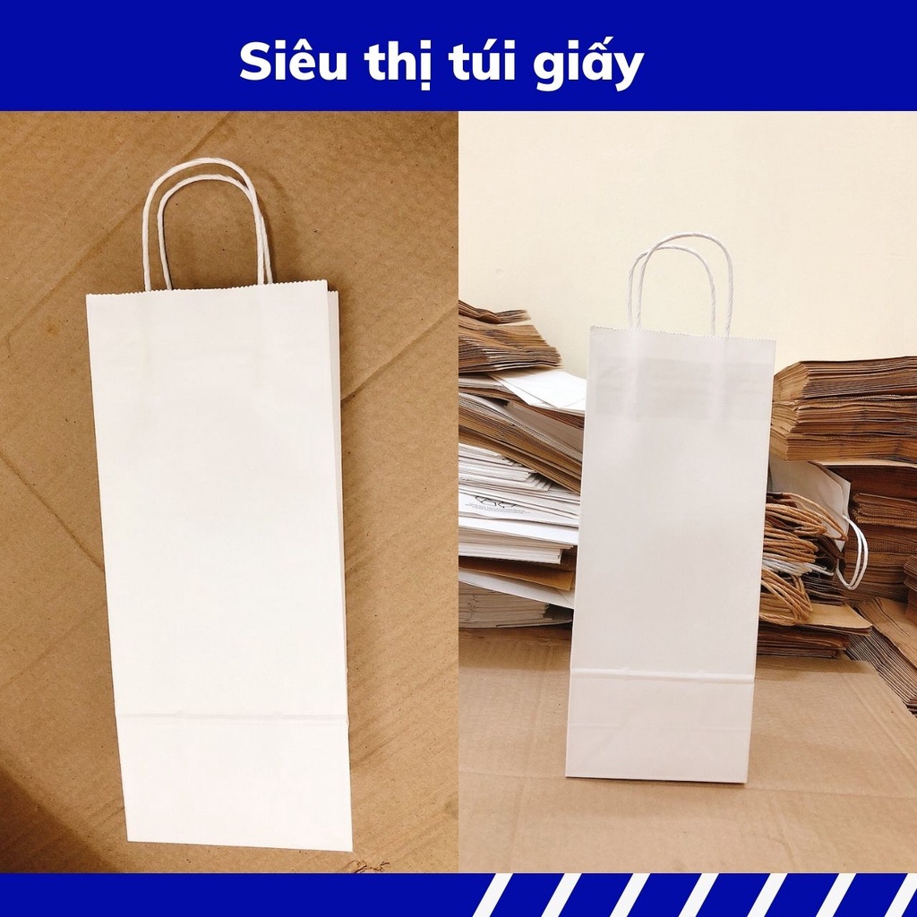 COMBO 50 CHIẾC TÚI GIẤY KRAFT S16: 13.5x8x33cm CÓ QUAI ( ẢNH THẬT)