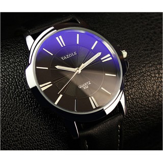 Đồng hồ nam yazole dây da 060 - đen