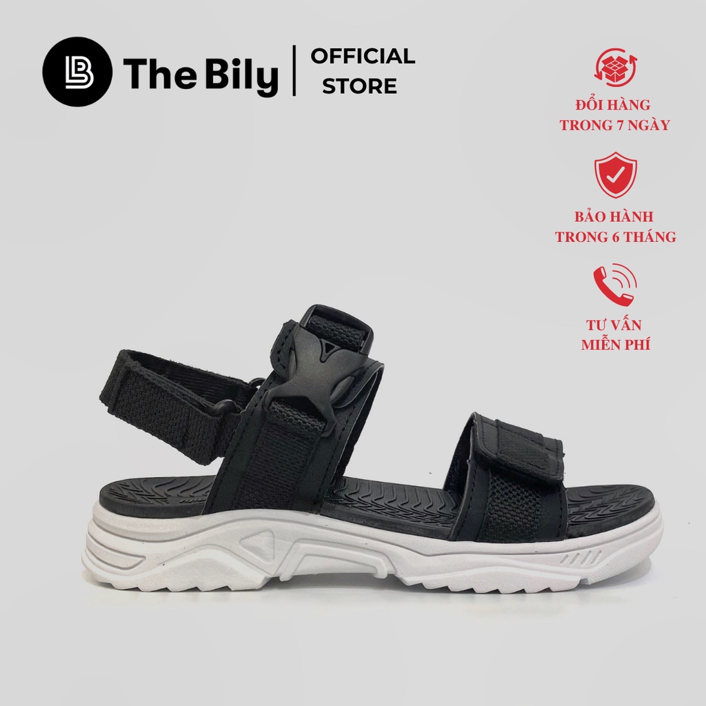 Giày Sandal Nam Nữ Unisex The BiLy Quai Ngang Dây Dù Đế Phylon Siêu Êm Nhẹ Màu Đen-BLDTMD03-Đen