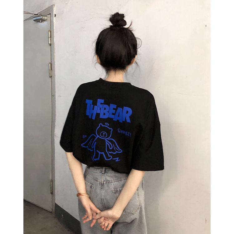 Áo thun Xiaozhainv ngắn tay dáng rộng thiết kế giản dị thời trang cho nữ