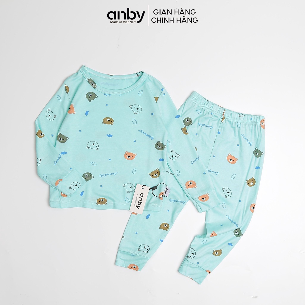 Bộ quần áo trẻ em dài tay thu đông ANBY từ 1 đến 5 tuổi chất cotton thun lạnh thích hợp mặc nhà