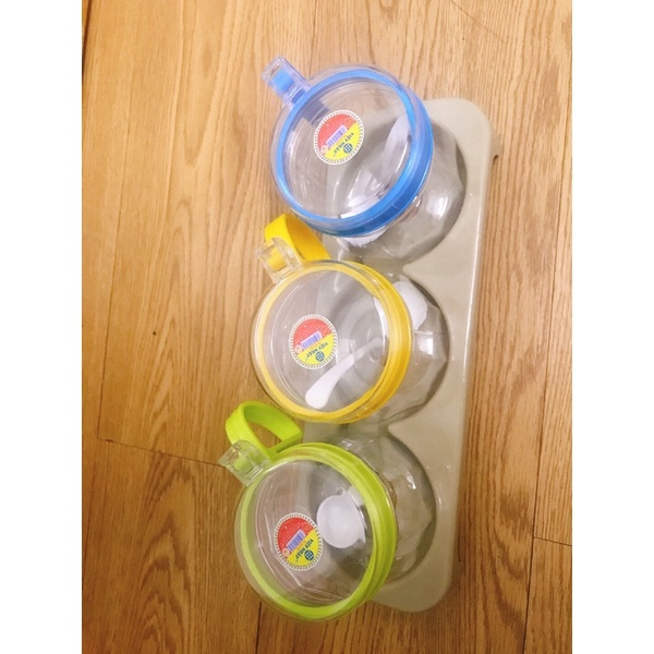 Bộ 3 hũ đựng gia vị nắp bật kèm thìa - Hàng Việt Nhật