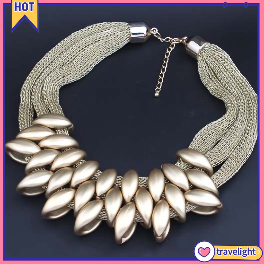 Vòng cổ choker bện dây nhiều lớp mặt hình lá hợp kim thời trang