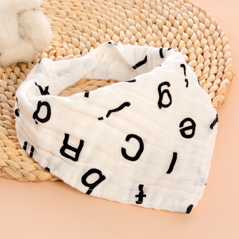 Yếm Ăn Tam Giác 4 Lớp Bằng cotton In Họa Tiết Chống Dị Ứng Tiện Dụng Cho Bé