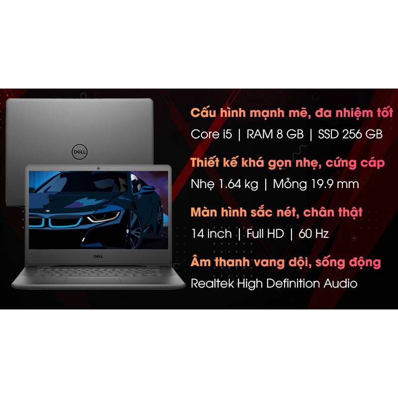 Laptop DELL Vostro 3400 YX51W2 I5-1135G7 8G 256GB 14″FHD VGA 2GB WIN10 (Đen) - Hàng chính hãng