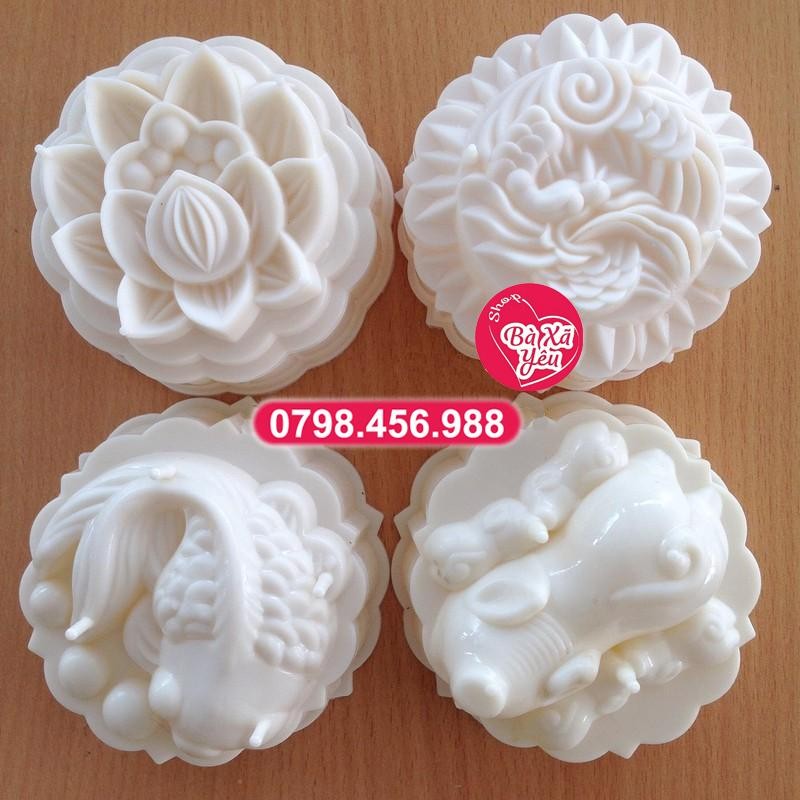Combo 4 khuôn rau câu , trung thu hoạ tiết 3D - BX1837