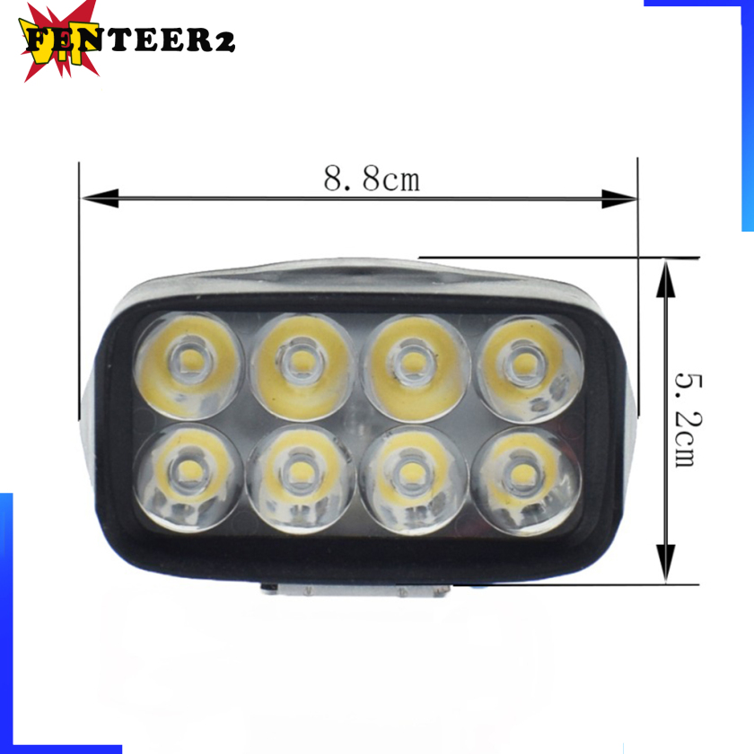 (Fenteer2 3c) Đèn Pha 6500k 8 Led 12v Cho Xe Máy