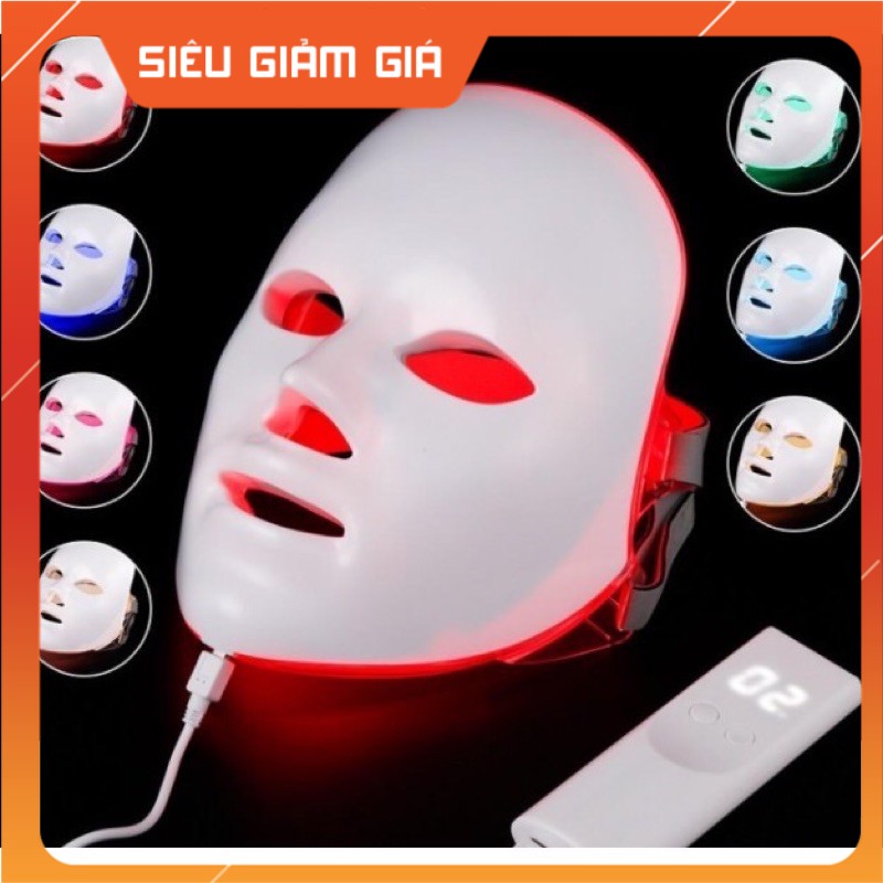 Mặt nạ ánh sáng sinh học 7 màu chăm sóc da mặt dùng cho spa và tại nhà