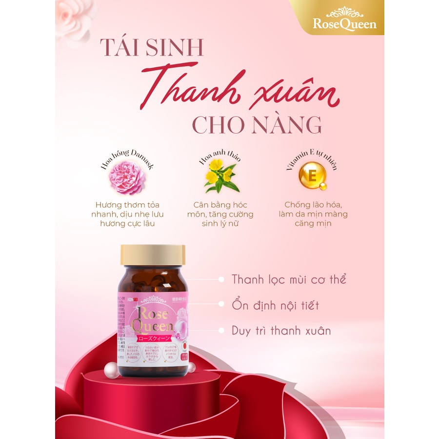 Rose Queen - Viên uống cân bằng nội tiết và khử mùi Nhật Bản BCA44