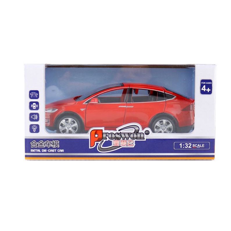 Xe mô hình ô tô Tesla Model X 1:32 có đèn âm thanh o to đồ chơi bé trai kim loại oto xe hơi vỏ sắt mini thép trưng bày