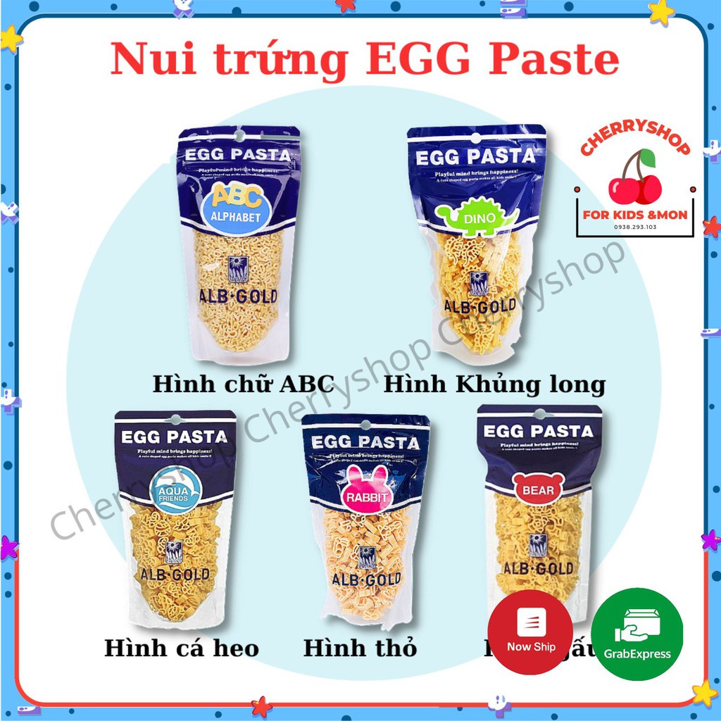 NUI TRỨNG EGG PASTA HÌNH THÚ VÀ CHỮ ABC 90GRAM