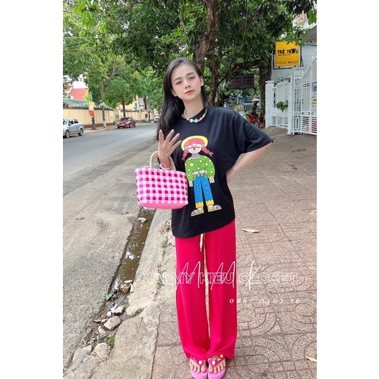 [ XÃ KHO ]Set cô gái thắc bính quần suông hồng xinh xắn