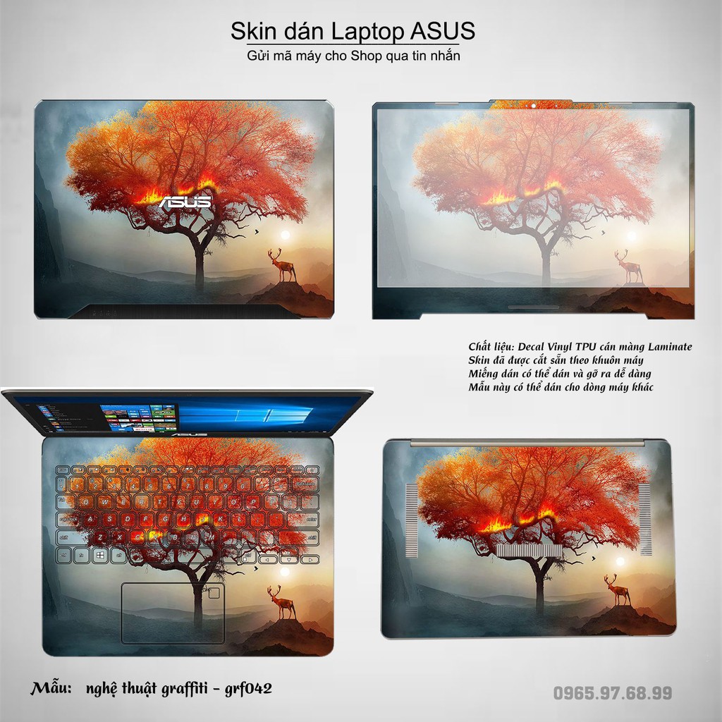 Skin dán Laptop Asus in hình nghệ thuật graffiti (inbox mã máy cho Shop)