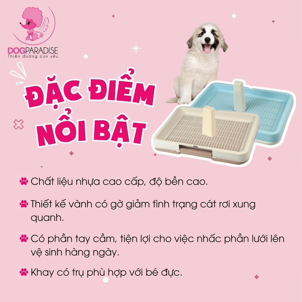 Khay vệ sinh cho chó Pian Pian có trụ cho chó đực size lớn 62.6 x 48 x 23.5 cm - Dog Paradise