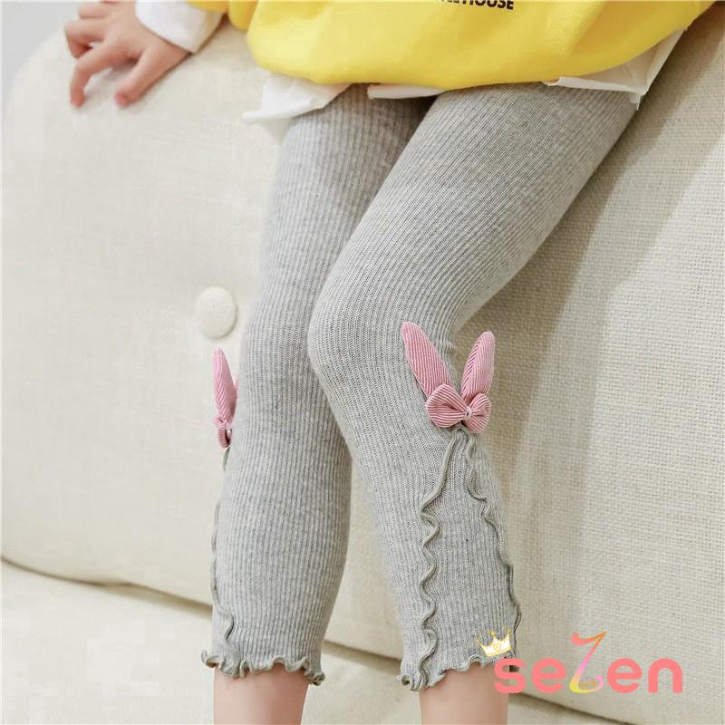 Quần legging phối nơ viền bèo xinh xắn cho bé gái