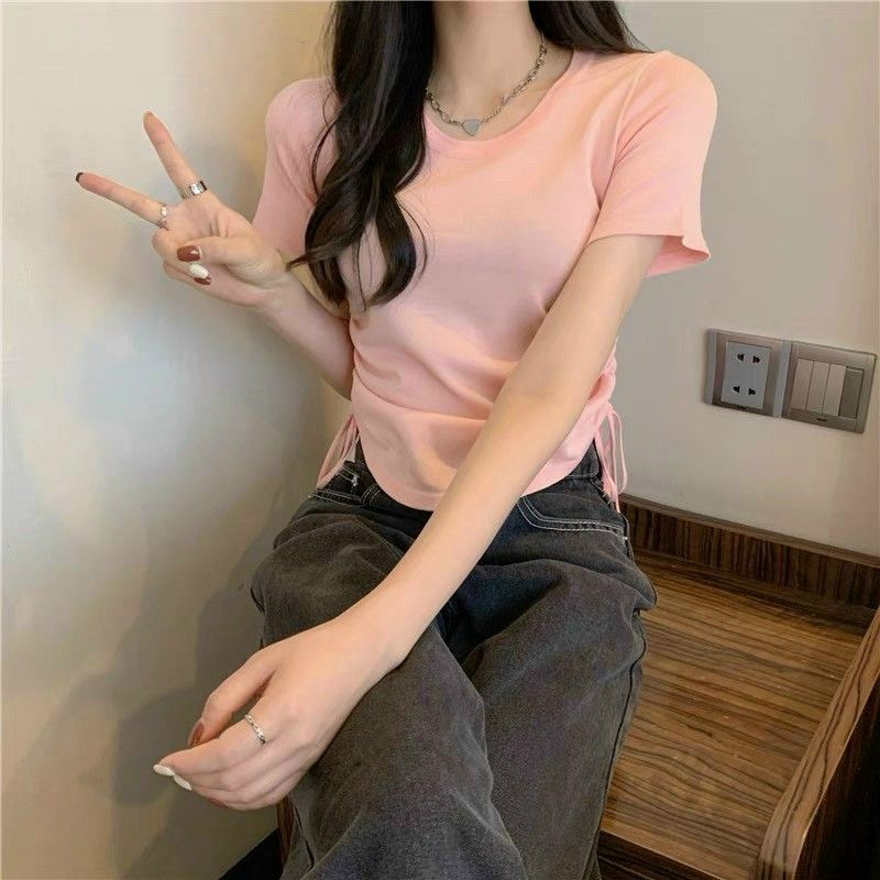 Áo thun gân cổ tròn rút dây 2 bên TN (A15)