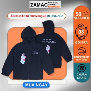 Áo khoác nỉ hoodie ZAMAC kiểu sweater tay bồng hoa cúc phong cách Ulzzang ZAK19