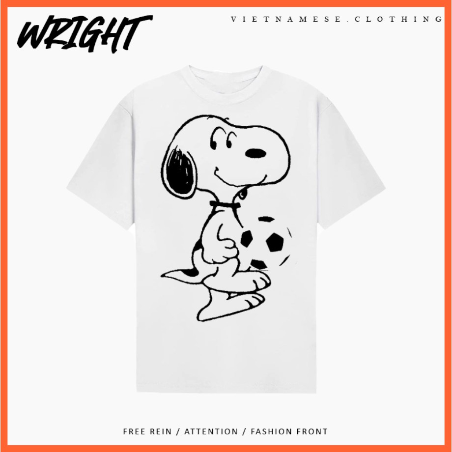 Áo Phông Tay Lỡ Snoopy Bóng Đá Peanuts Hoạt Hình Dễ Thương Form Rộng 100% Cotton