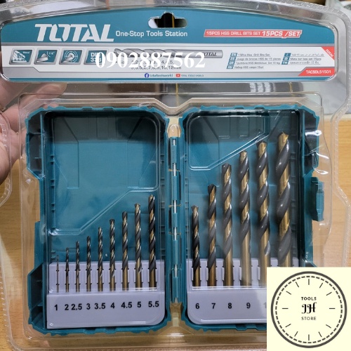 1-12mm Bộ mũi khoan sắt HSS 15 chi tiết Total TACSDL51501