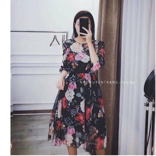 Váy hoa zara chát voan nhẹ siêu xinh