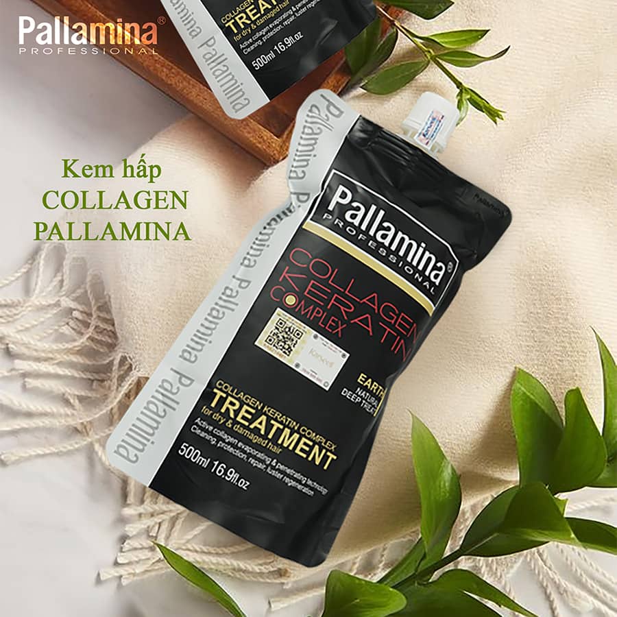 PALLAMINA- Dầu Hấp Ủ Tóc Dưỡng Ẩm Phục Hồi Siêu Mềm Mượt Colagen -Keratin Pallamina 500ml