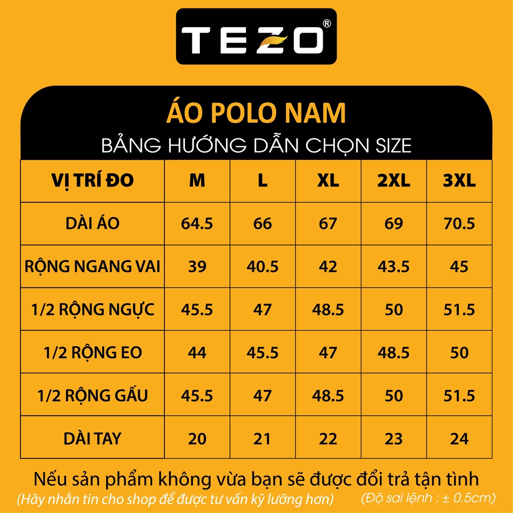 Áo polo nam in ngực M TEZO năng động trẻ trung 2202APDT16