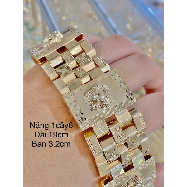 Lắc tay đay đồng hồ verssace Nặng 1cây6 Dài 19cm Bản 3.2cm Chất liệu bạc mạ vàng